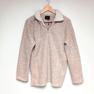 Love Tree Sherpa Collared Quarter Zip Pullover Jacket Sz L